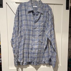 Peter Millar Blue and Gray Plaid Shirt